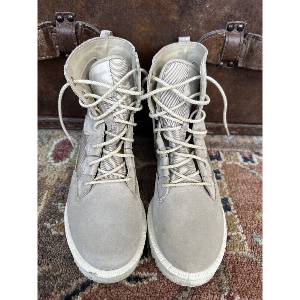Sorel Caribou OTM Waterproof Lace Up Boots Women's Size 6 Taupe Suede Nylon